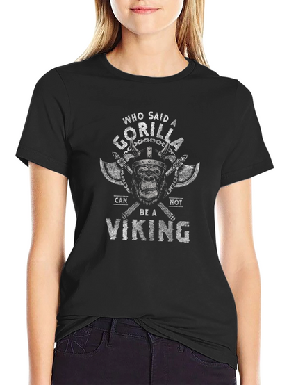 Gorilla Viking Graphic T-Shirt - Funny Novelty Tee