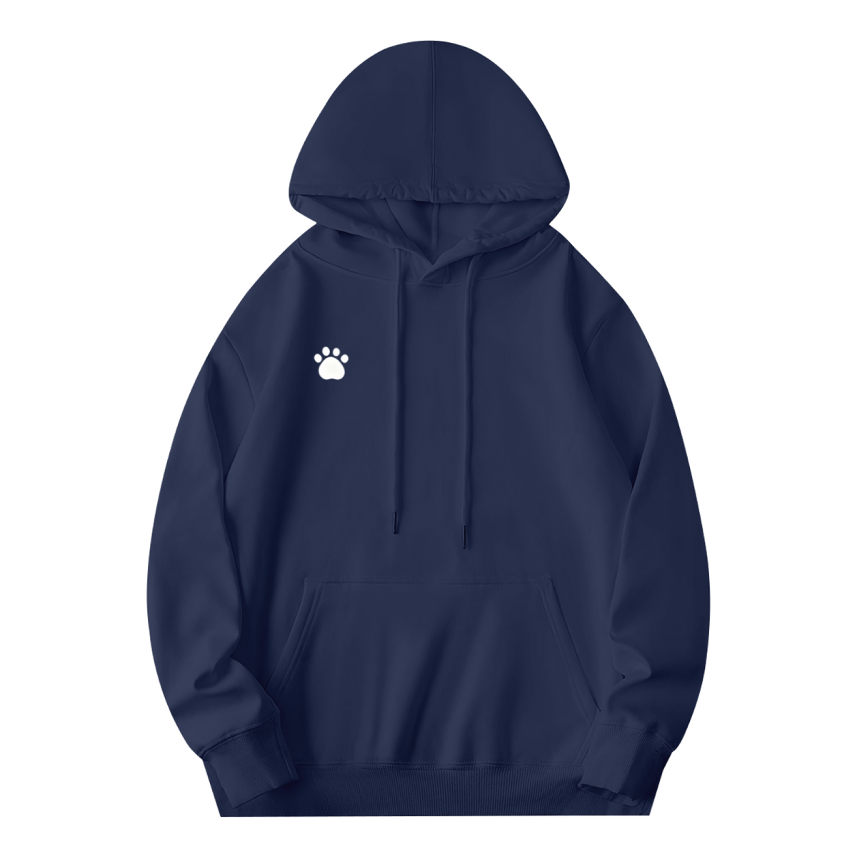 Tiny White Paw Logo Simple Navy Hoodie