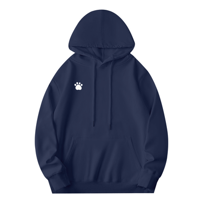 Tiny White Paw Logo Simple Navy Hoodie