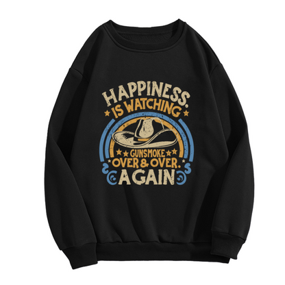 Happiness Is Watching Gunsmoke Western Vintage TV Show Crew Neck Sweatshirt