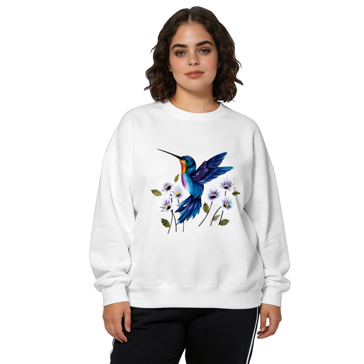 Warm?Tone Butterfly & Peony Floral Art Crewneck Sweatshirt