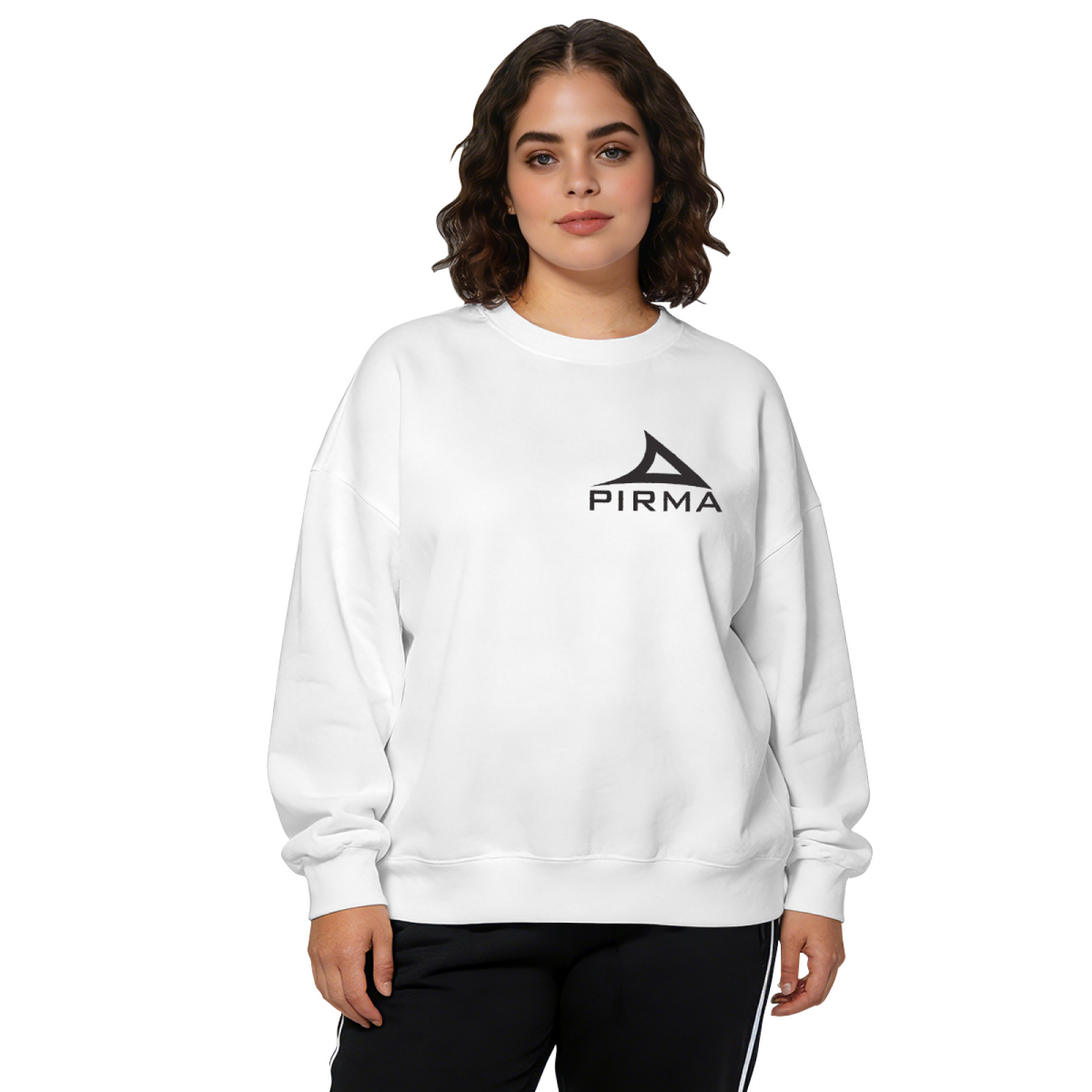 PIRMA Minimal Brand Logo Print Crewneck Sweatshirt