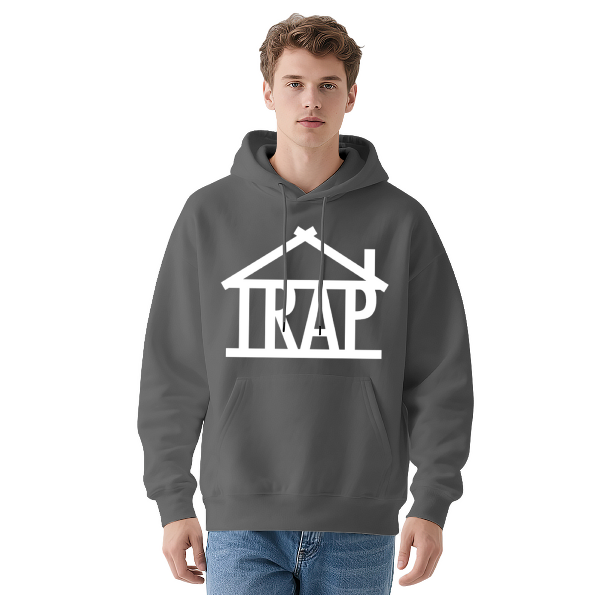 Minimal TRAP House Text Unisex Hoodie, Soft Casual Fit
