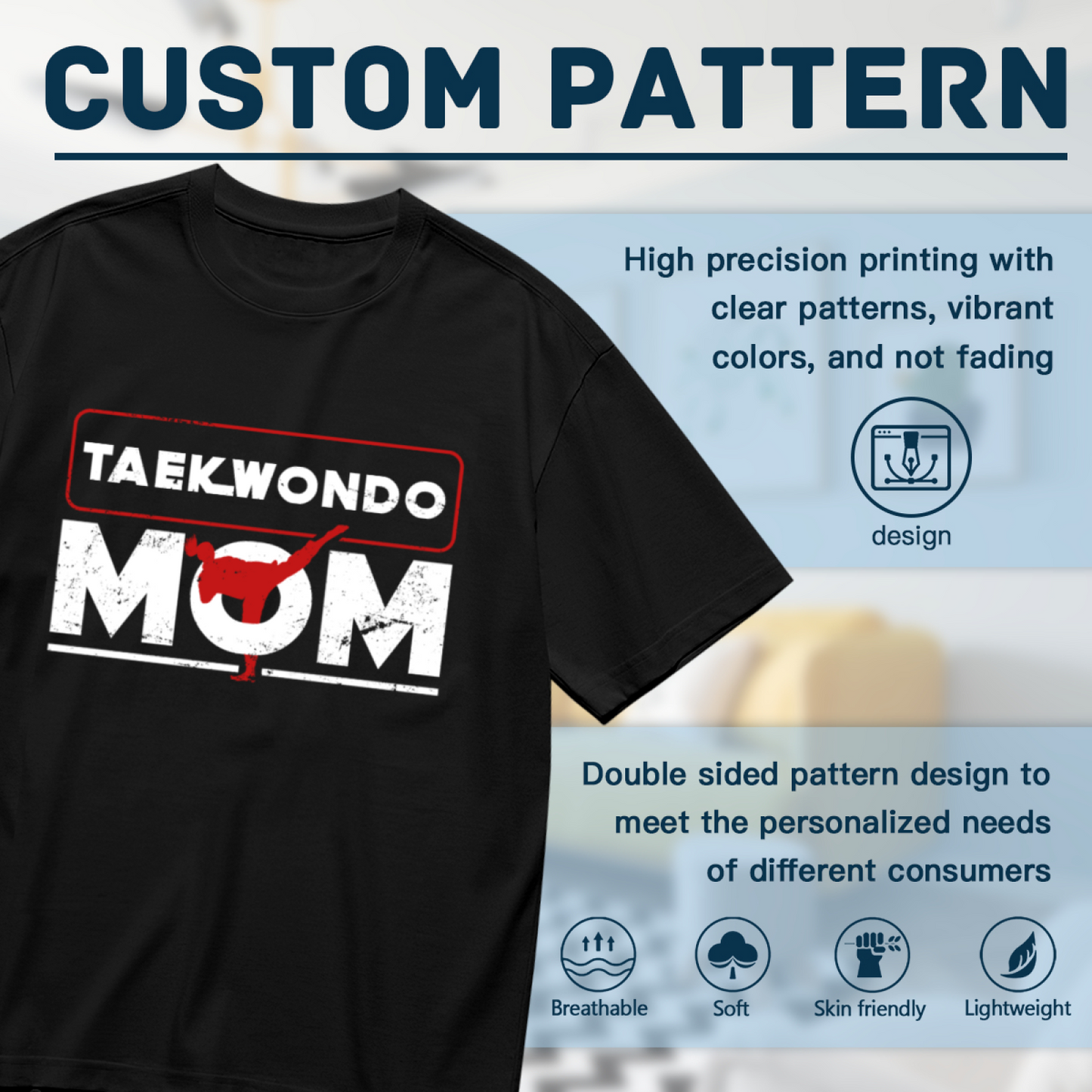 Distressed Vintage Taekwondo Mom Proud Tee