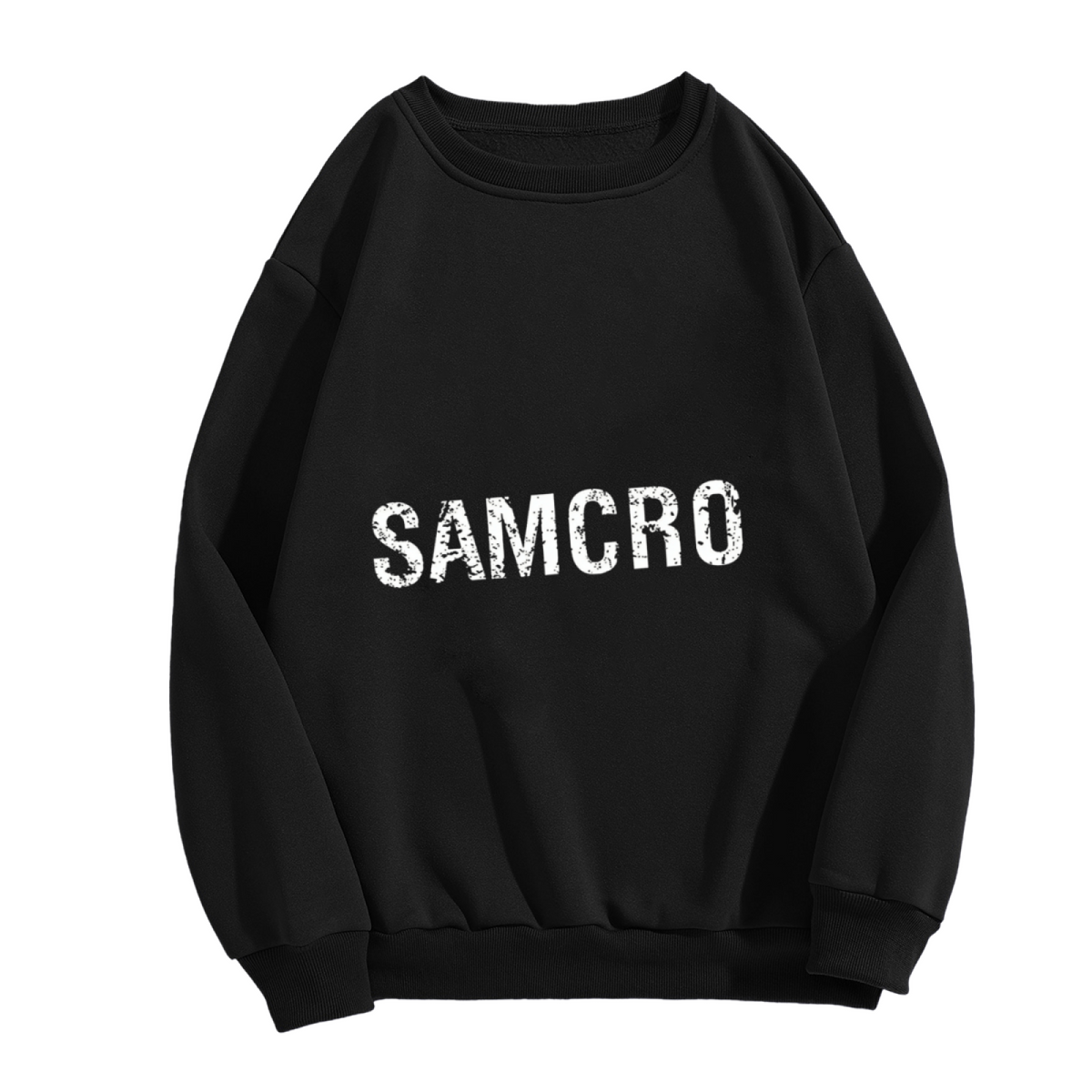 SAMCRO Vintage Distressed Text Graphic Crewneck Sweatshirt