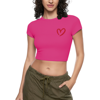 Tiny Hand-Drawn Red Heart Black Crop Top ¨C Cute Coquette Daily Top