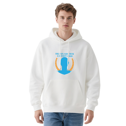 Security Guard Shield Graphic Black Hoodie, Unisex Comfy Outdoor Daily Hoodie