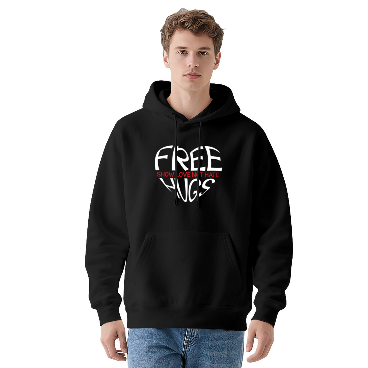 Free Hugs Heart Dark Grey Unisex Hoodie, Super Soft Comfort