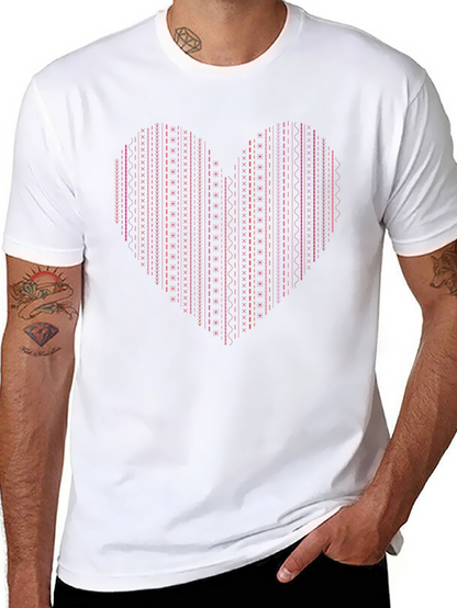 Heart Stitch Print Black T-Shirt