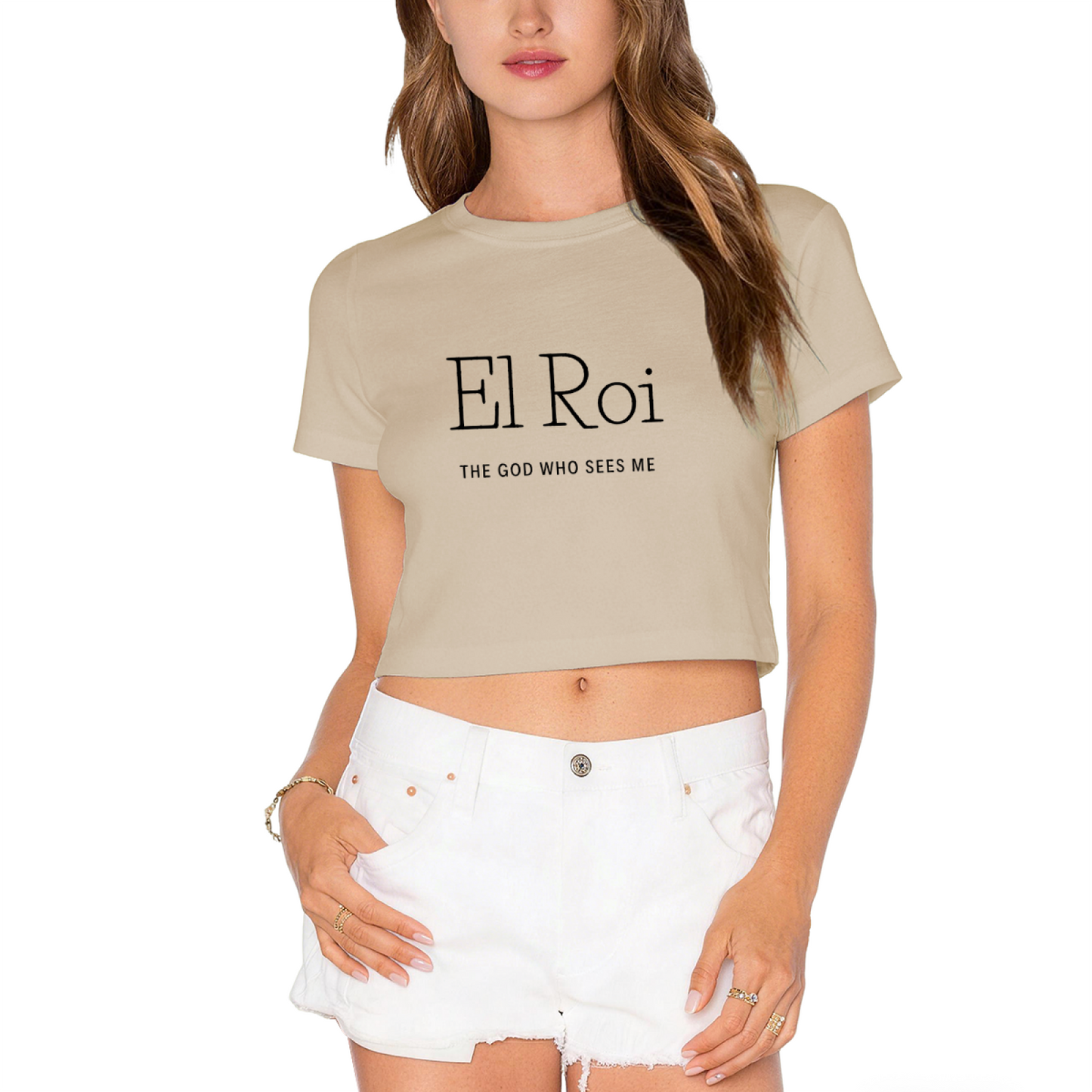 El Roi Faith Quote Lime Green Crop Tee ¨C Minimal Religious Text Graphic Top