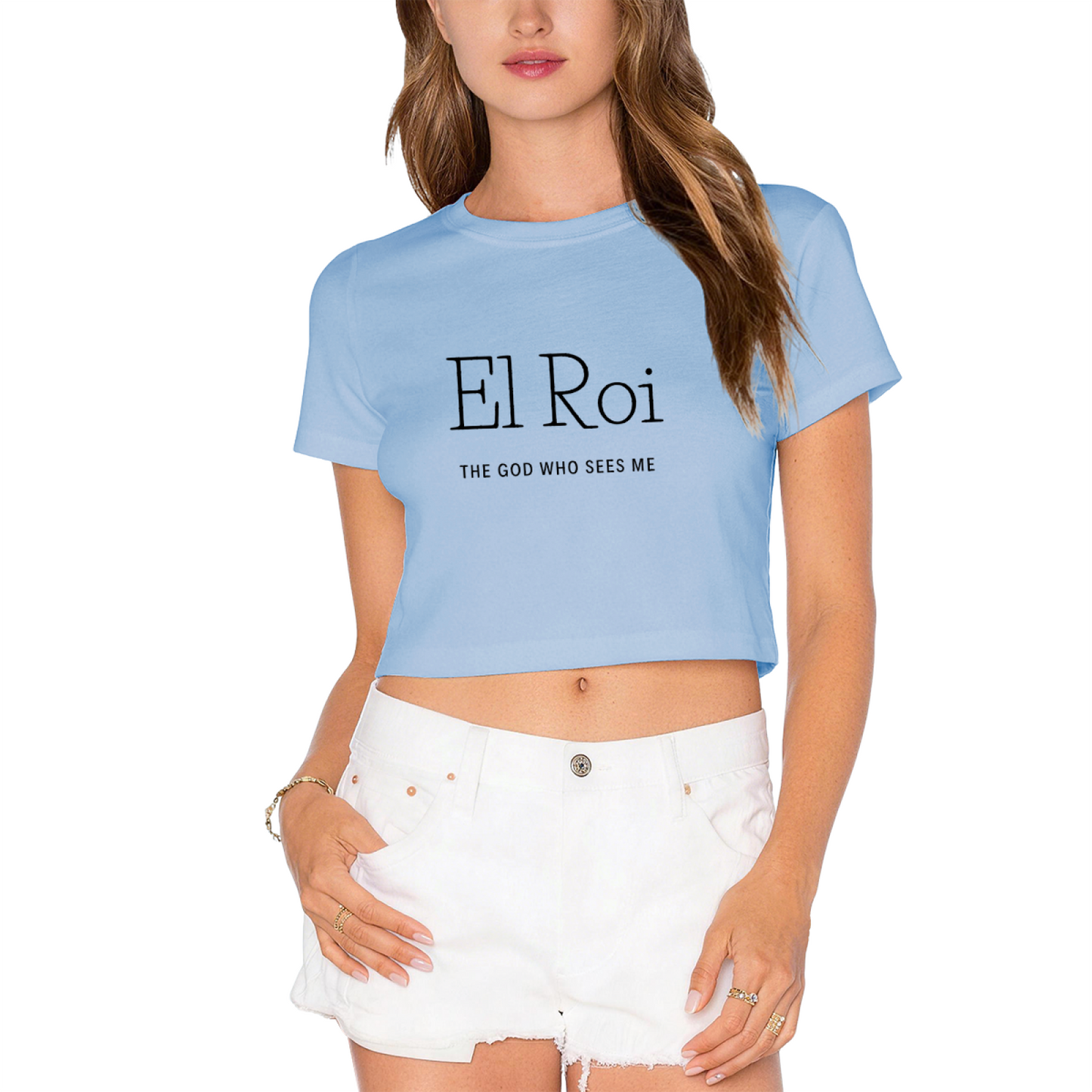 El Roi Faith Quote Lime Green Crop Tee ¨C Minimal Religious Text Graphic Top