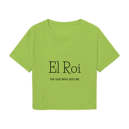 El Roi Faith Quote Lime Green Crop Tee ¨C Minimal Religious Text Graphic Top