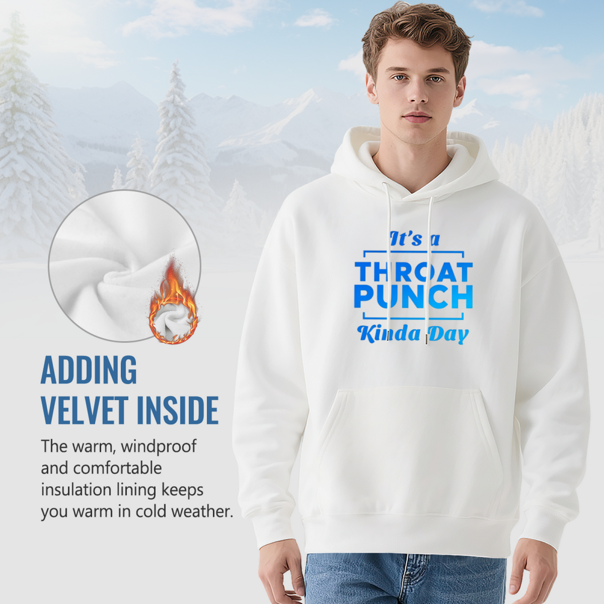 It's A Throat Punch Kinda Day Statement White Hoodie