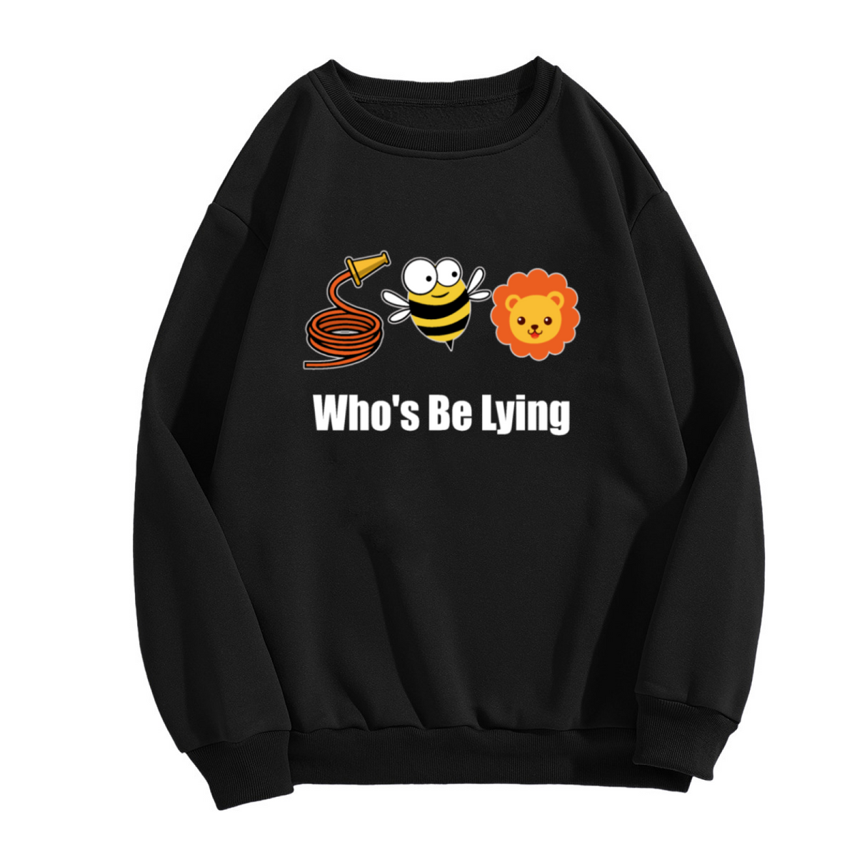 Funny Who's Be Lying Hose Bee Lion Pun Meme Crewneck Sweatshirt