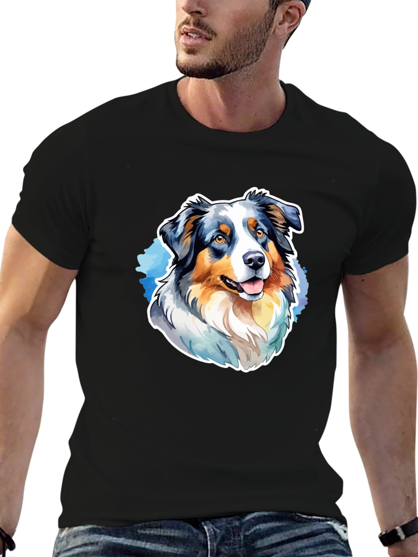 Australian Shepherd Graphic Tee - Mens Black T-Shirt