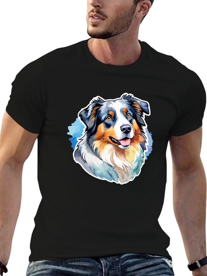 Australian Shepherd Graphic Tee - Mens Black T-Shirt