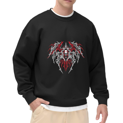 Light Gray Gothic Red Thorn Skull Crew Sweatshirt