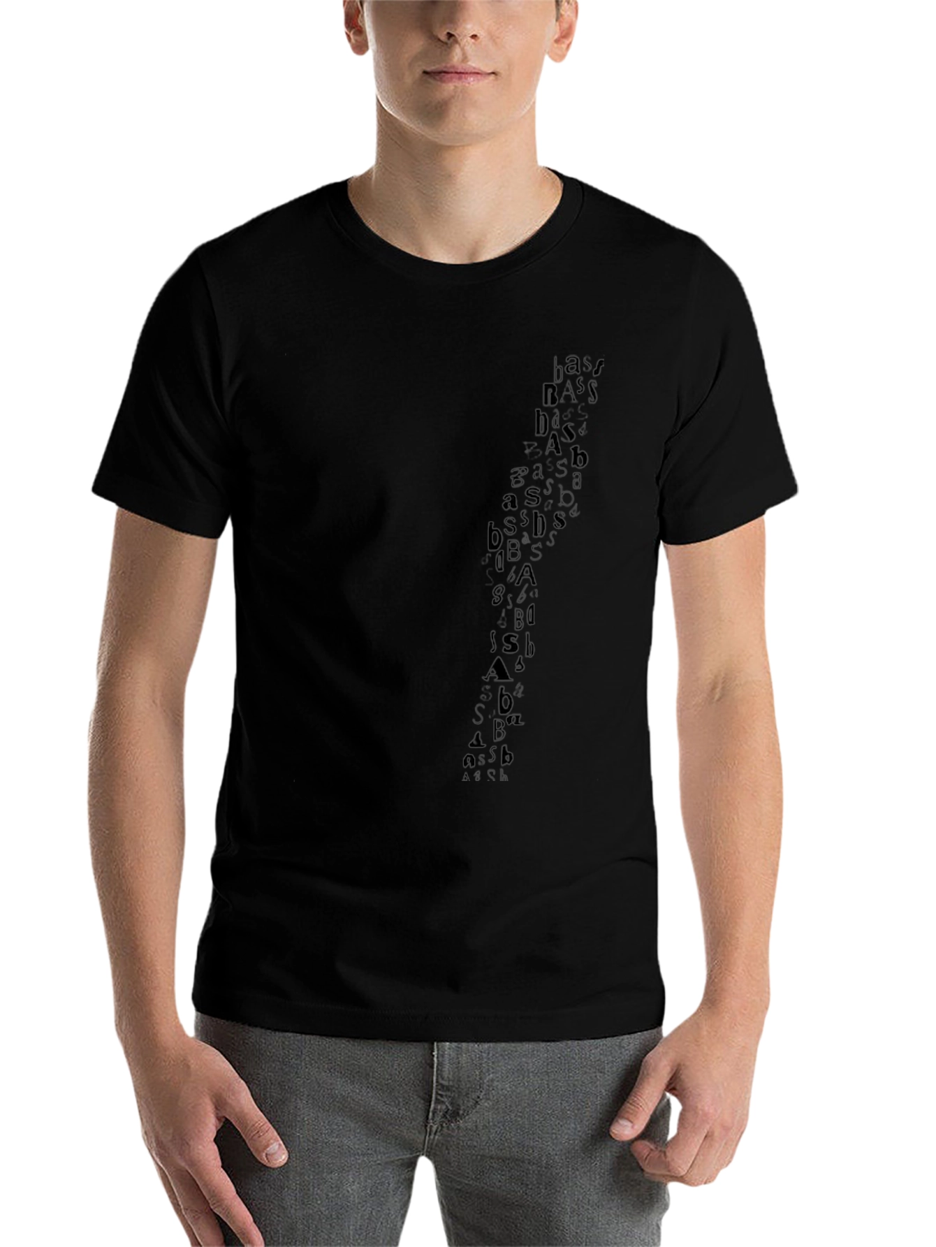 Abstract Letter Print Black Casual Tee