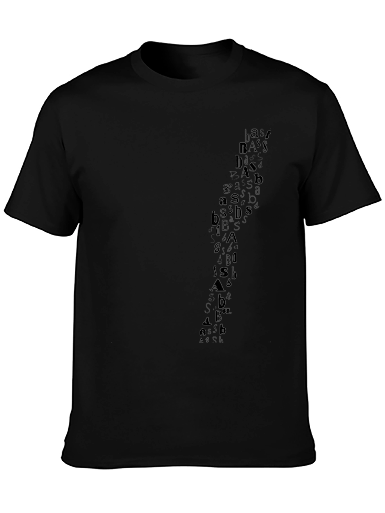 Abstract Letter Print Black Casual Tee