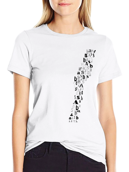 Abstract Letter Print Black Casual Tee