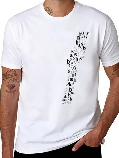 Abstract Letter Print Black Casual Tee