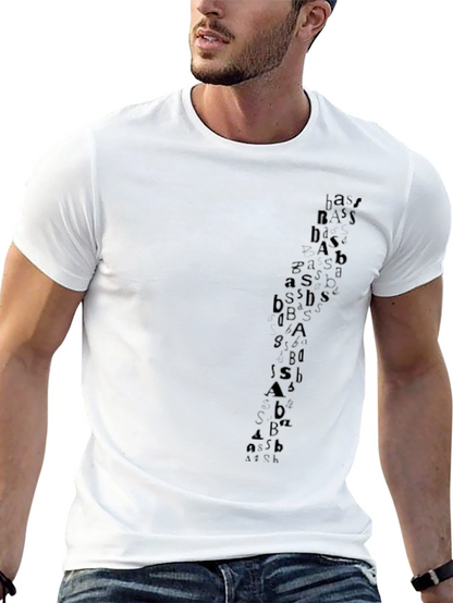 Abstract Letter Print Black Casual Tee