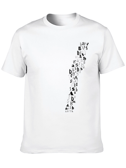 Abstract Letter Print Black Casual Tee