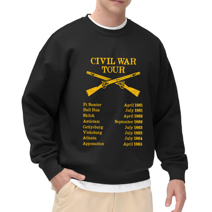 Civil War Tour Retro Historical Battle List Crewneck Sweatshirt, History Buff Graphic Sweatshirt