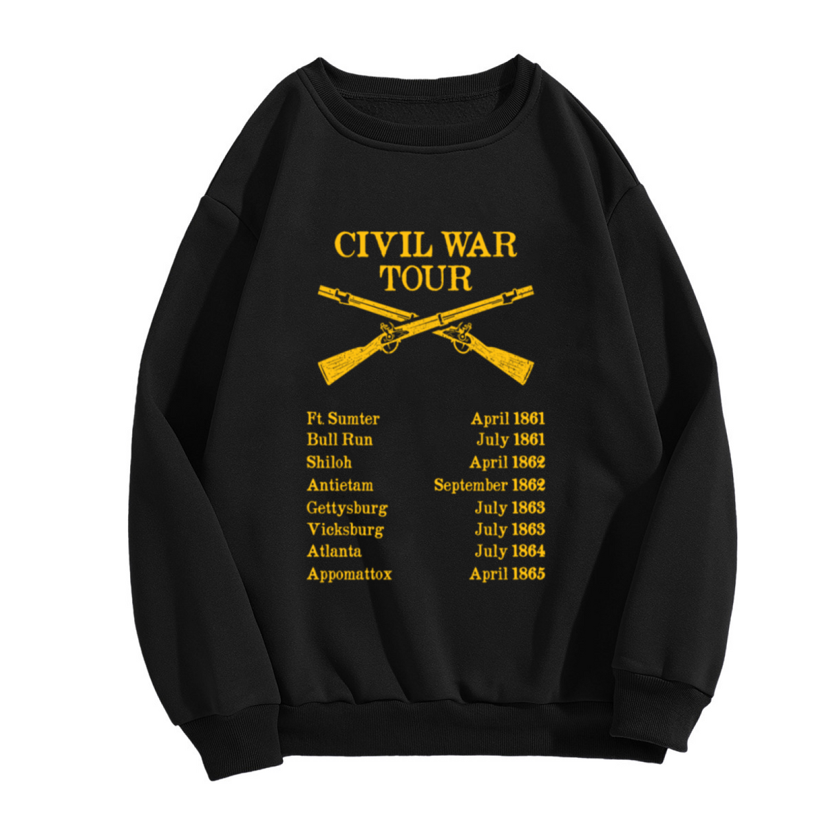 Civil War Tour Retro Historical Battle List Crewneck Sweatshirt, History Buff Graphic Sweatshirt
