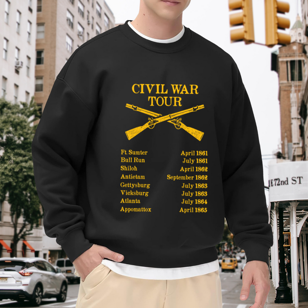 Civil War Tour Retro Historical Battle List Crewneck Sweatshirt, History Buff Graphic Sweatshirt