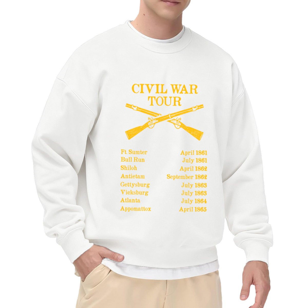Civil War Tour Retro Historical Battle List Crewneck Sweatshirt, History Buff Graphic Sweatshirt