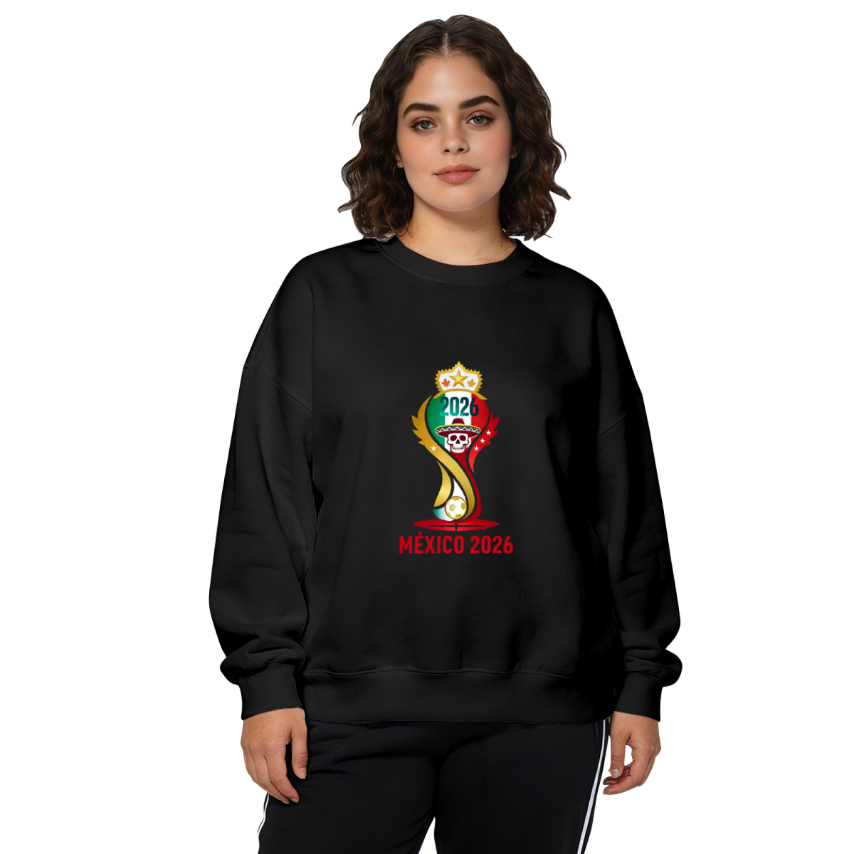 Mexico 2026 World Cup Skull Trophy Fan Crewneck Sweatshirt