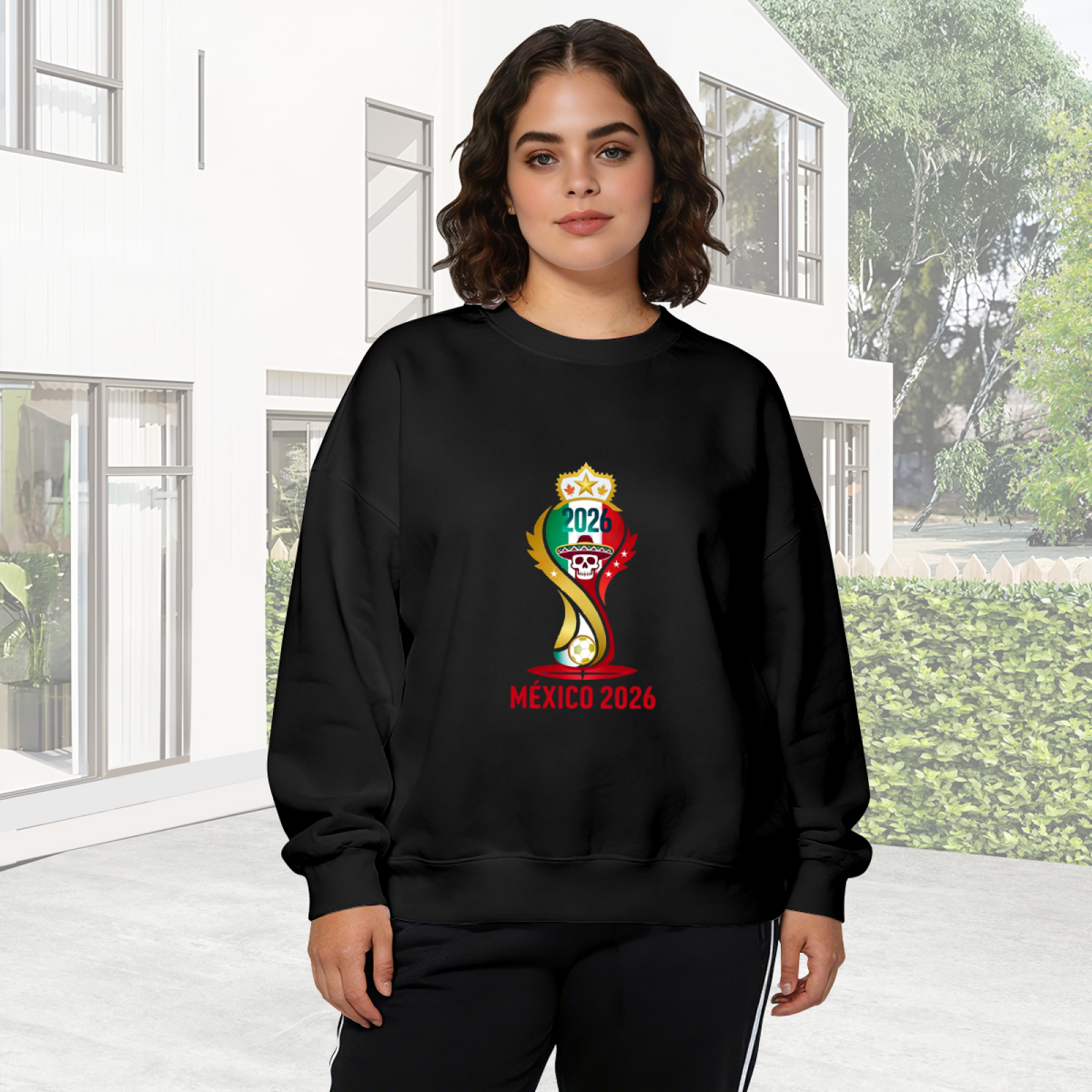 Mexico 2026 World Cup Skull Trophy Fan Crewneck Sweatshirt