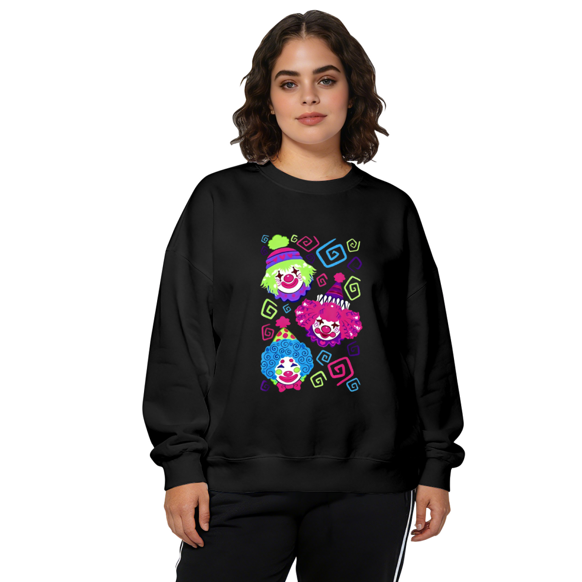Colorful Funny Clown Cartoon Art Crewneck Sweatshirt