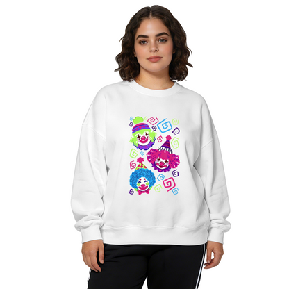 Colorful Funny Clown Cartoon Art Crewneck Sweatshirt