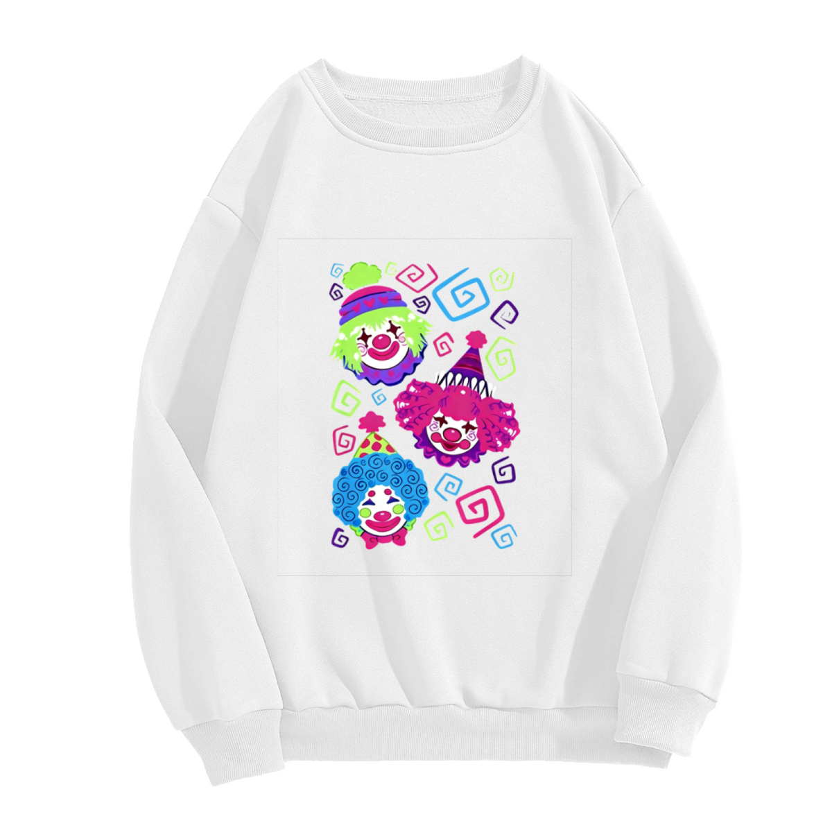 Colorful Funny Clown Cartoon Art Crewneck Sweatshirt