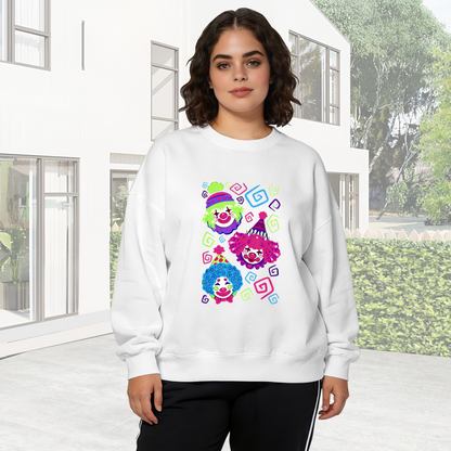 Colorful Funny Clown Cartoon Art Crewneck Sweatshirt