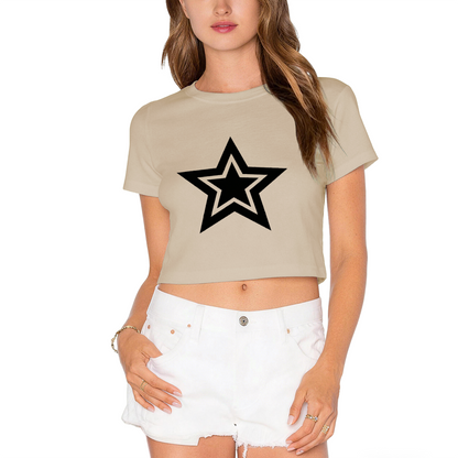 Double Layer Star Aesthetic Grey Crop Top