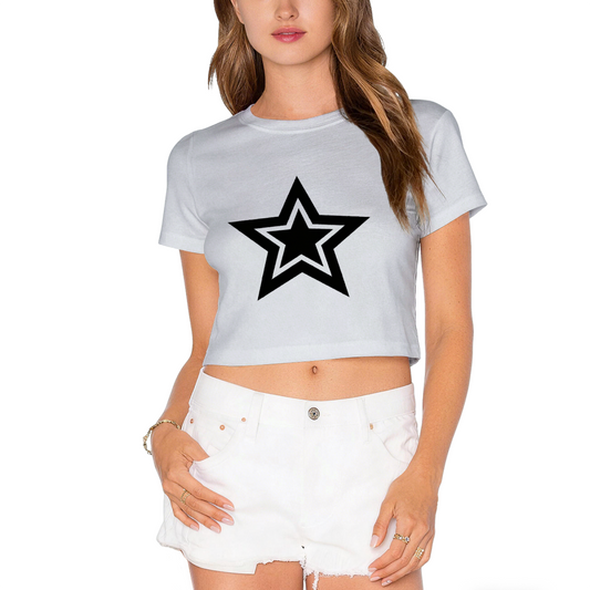 Double Layer Star Aesthetic Grey Crop Top