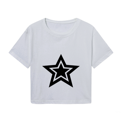 Double Layer Star Aesthetic Grey Crop Top