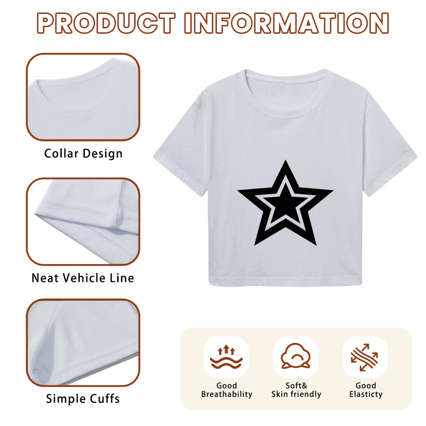 Double Layer Star Aesthetic Grey Crop Top
