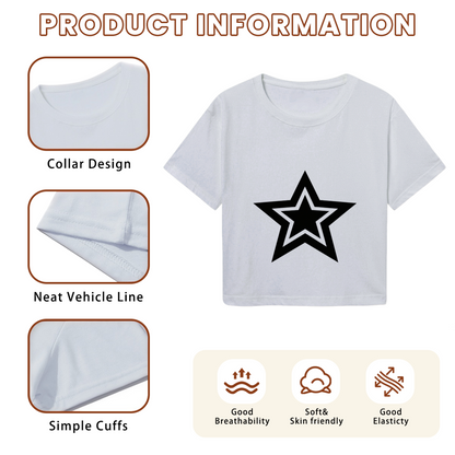 Double Layer Star Aesthetic Grey Crop Top