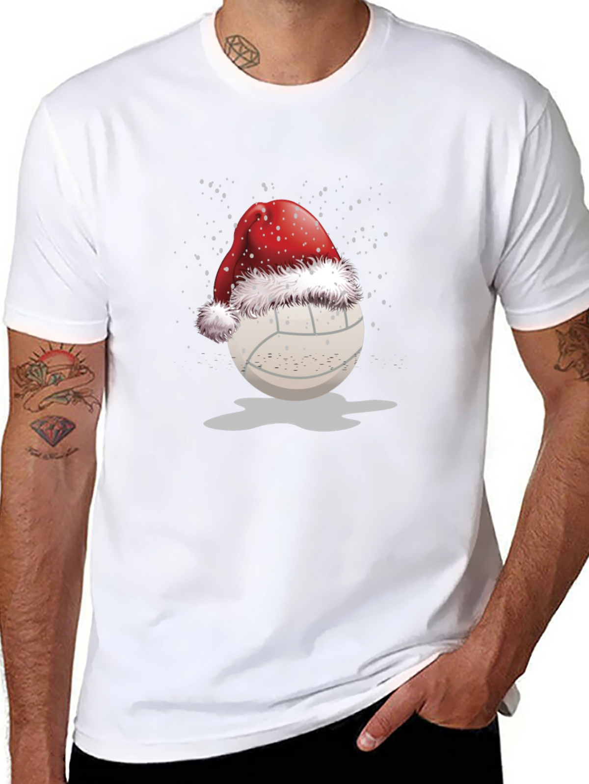 Volleyball Santa Hat Graphic Tee