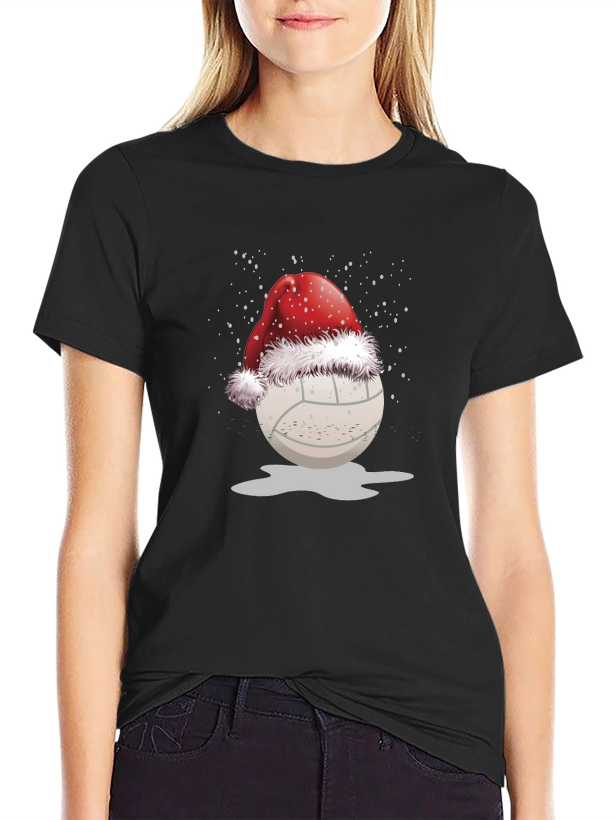 Volleyball Santa Hat Graphic Tee