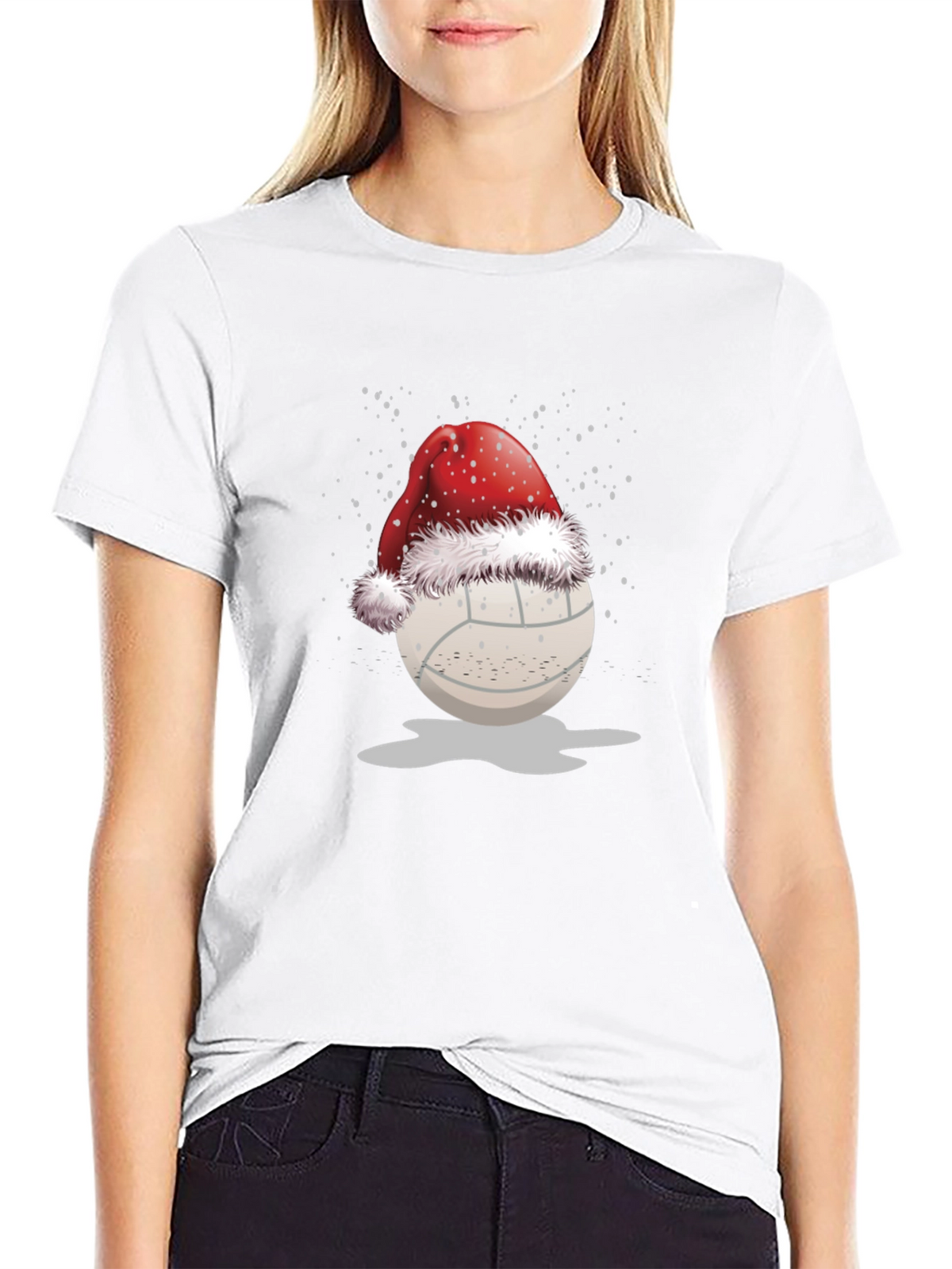 Volleyball Santa Hat Graphic Tee