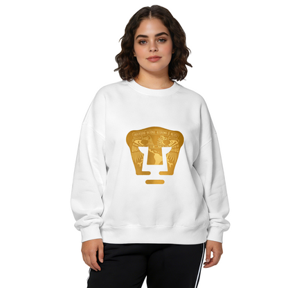 Golden UNAM University Emblem Graphic Crewneck Sweatshirt
