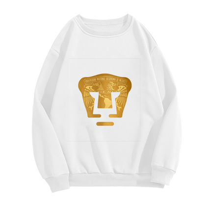 Golden UNAM University Emblem Graphic Crewneck Sweatshirt