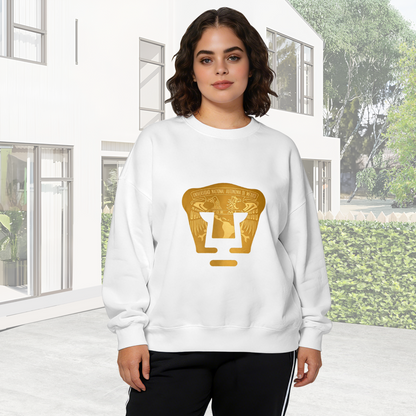 Golden UNAM University Emblem Graphic Crewneck Sweatshirt
