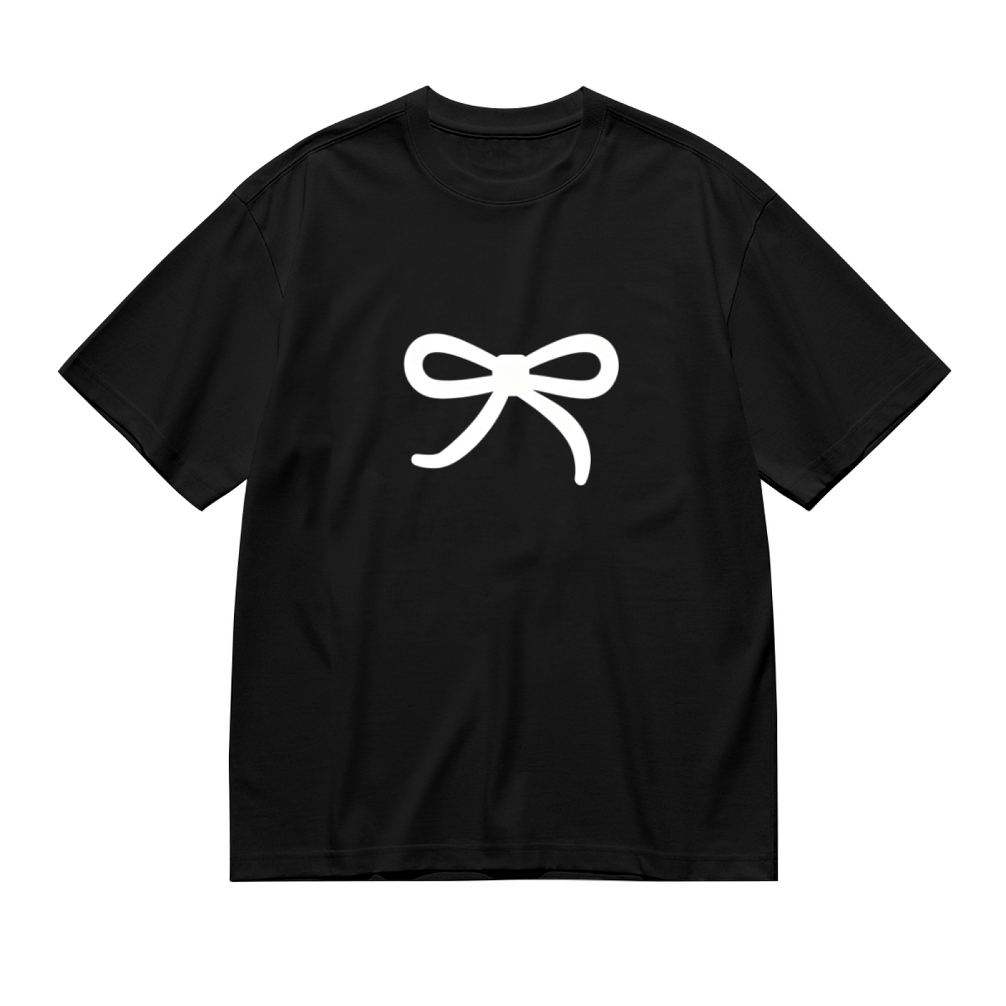Simple White Bow Black Coquette Aesthetic Tee For Women