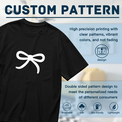 Simple White Bow Black Coquette Aesthetic Tee For Women